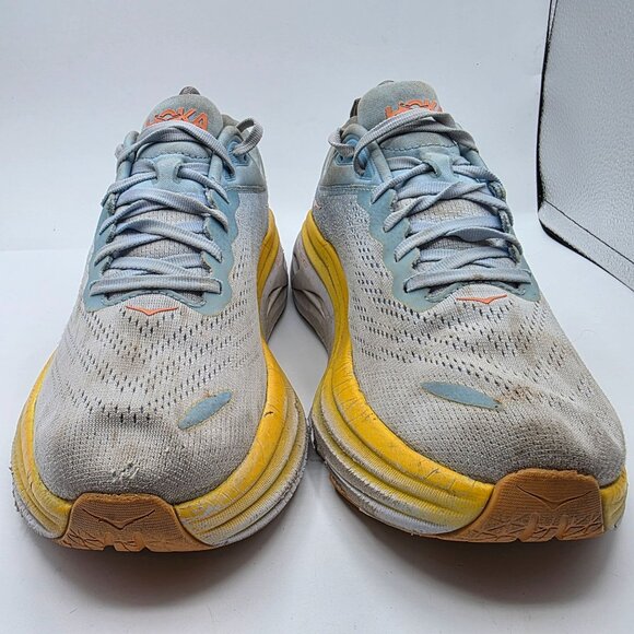Hoka One One Bondi 8 Womens Size 10.5 B Gray Yellow Athletic Shoes Running Walk - Picture 12 of 14